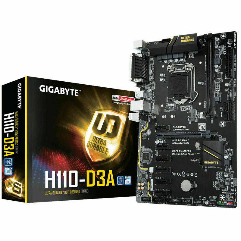 GIGABYTE GA-H110-D3A Socket LGA 1151 Intel H110 USB 3.1 ATX Motherboard
