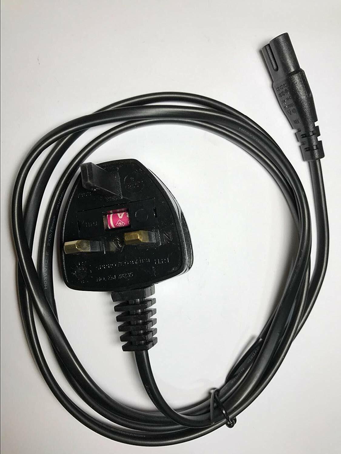 3m UK Mains Plug to C7 Figure/Fig 8 Power Cable - 240V Transformer Charger Lead
