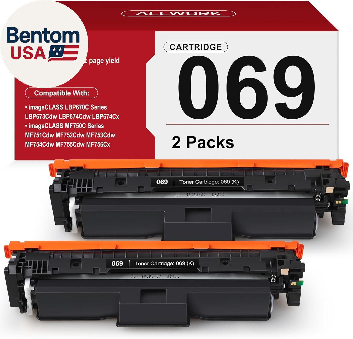 069 Black Toner Cartridge 2 Pack Compatible Replacement for Canon 069 069 H Blac