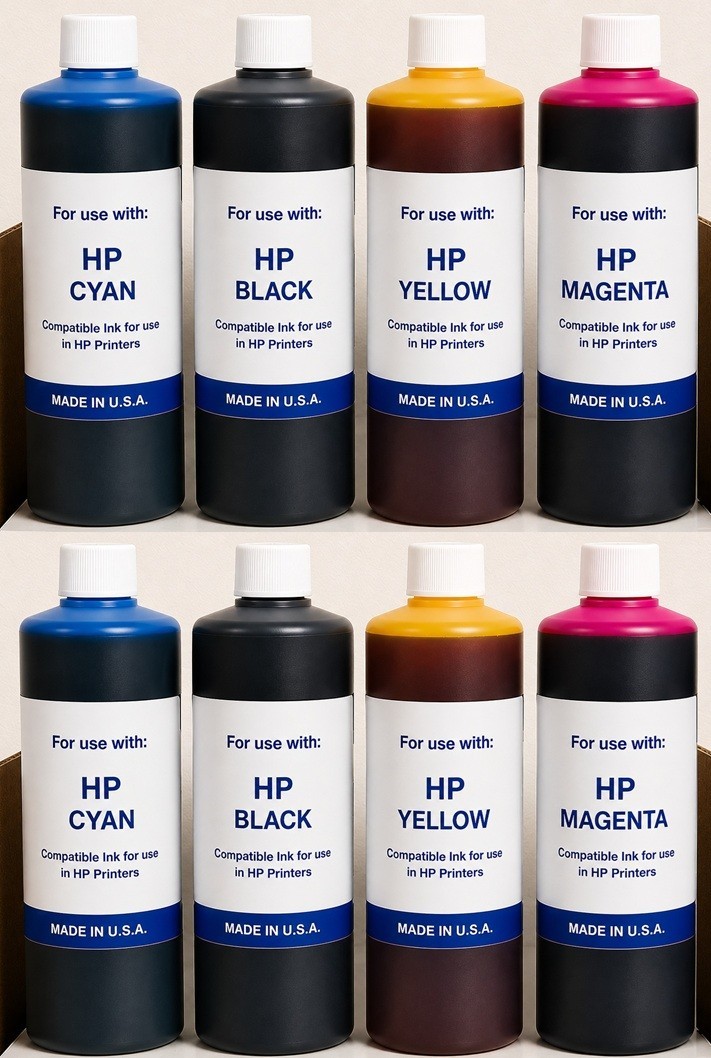 (8,000ml) NEW PREMIUM COMPATIBLE BULK INK REFILL FOR HP PRINTERS C-Y-M-K