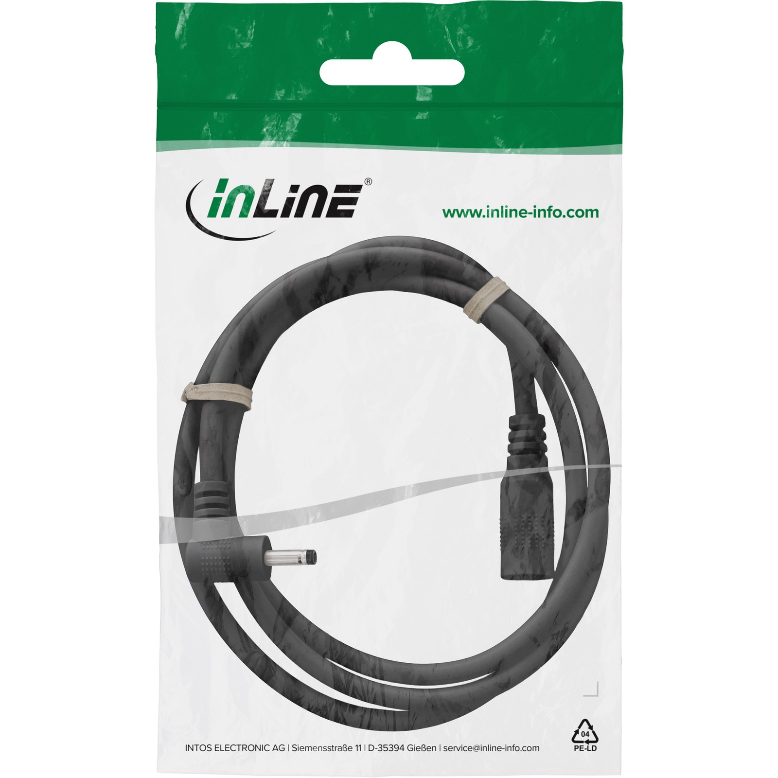26903P InLine DC Extension Cable Angle Plug 3 5 x 1 35mm Black 3m ~D~