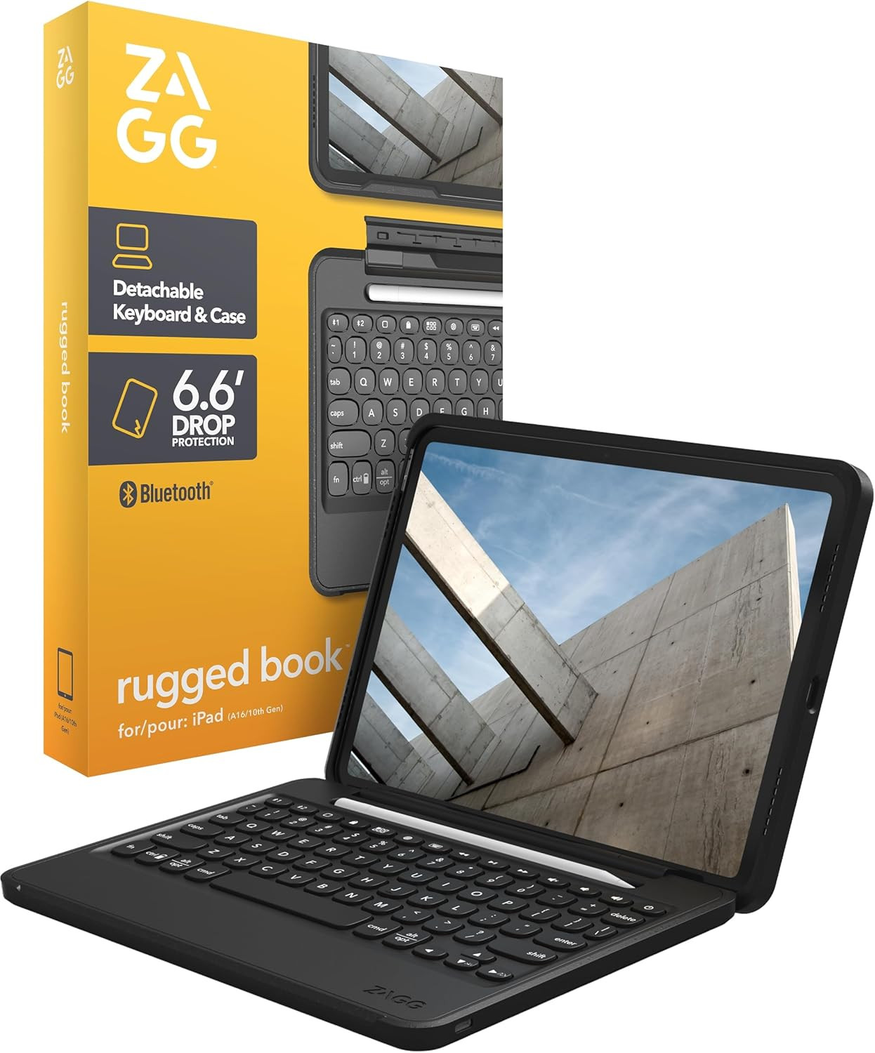 ZAGG Rugged Book Ipad 11" (A16)/ 10.9" (Gen 10) Case - Durable Wireless Keyboard