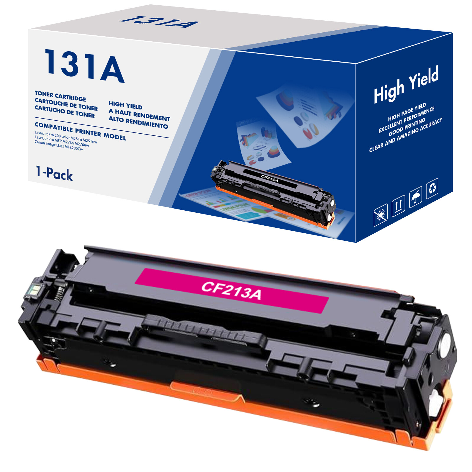 1PK CF213A Magenta Toner Compatible With HP 131A LaserJet Pro 200 color M276n