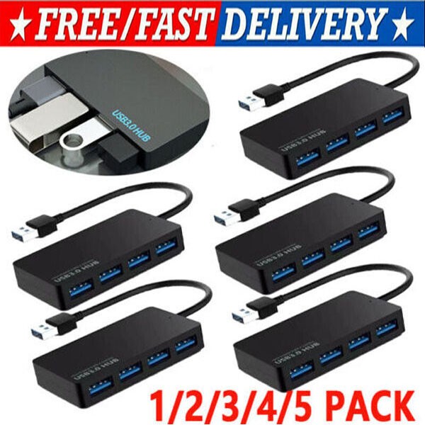 4 Port Hub Splitter For PC Mac MacBook Notebook Laptop Desktop Portable lot