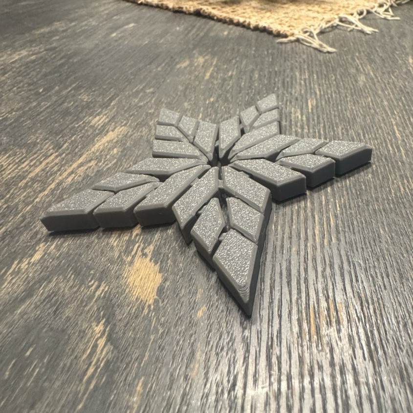Gray 3D Printed Star fidget toy