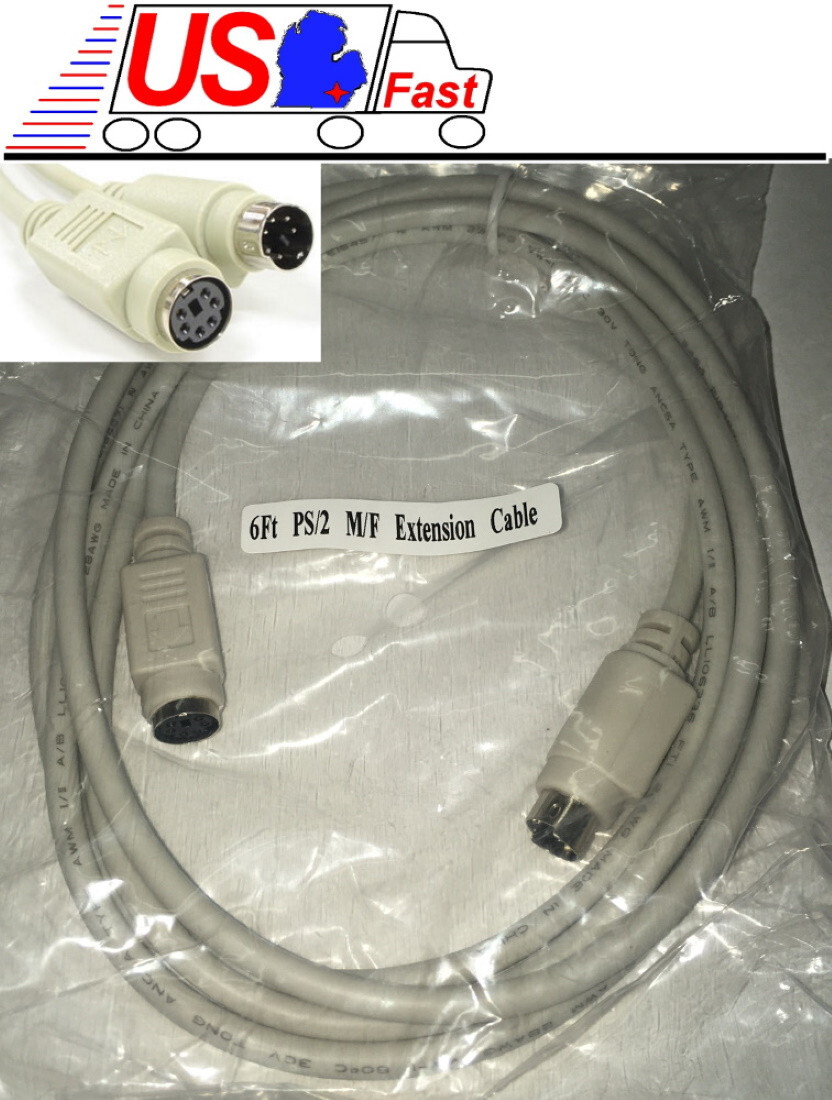 PS/2 Mouse or Keyboard 6 ft Extension Cable NEW, Excellent quality