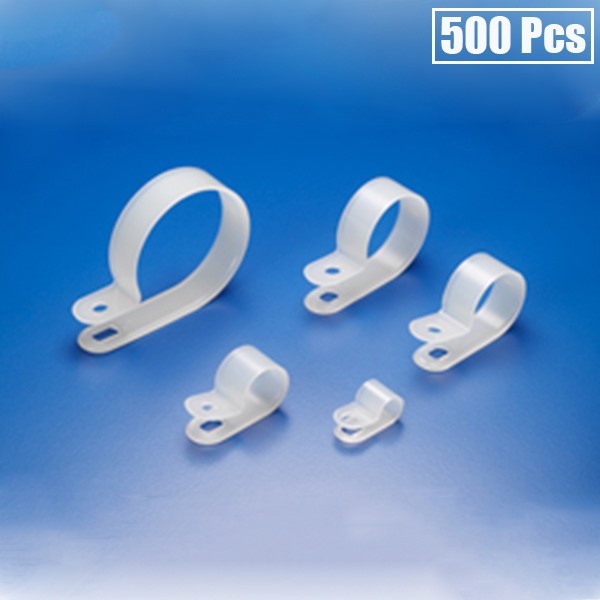 500 Pcs 5/8" Diameter Cable Cord Wire Organizer Clamp Clip R-Type Clear White