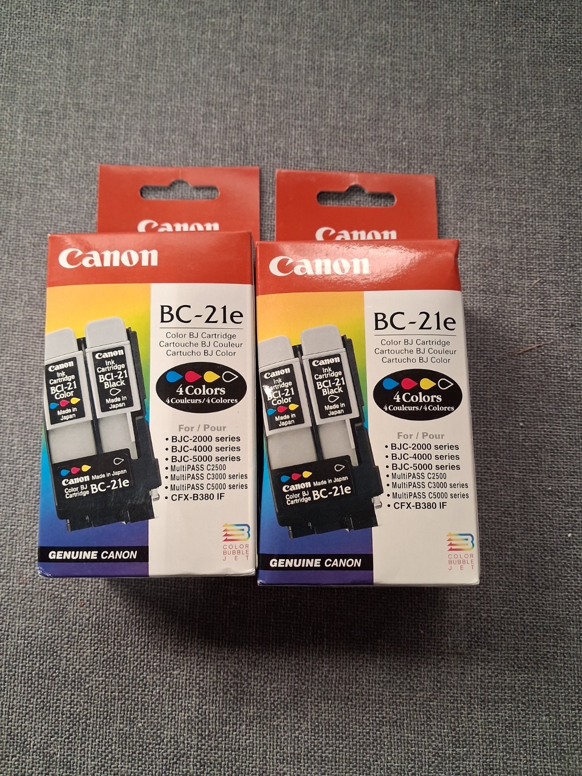 2 Canon BCI-21e  Color Printer Ink Cartridges. Lot Of 2 New Sealed In Box.I002