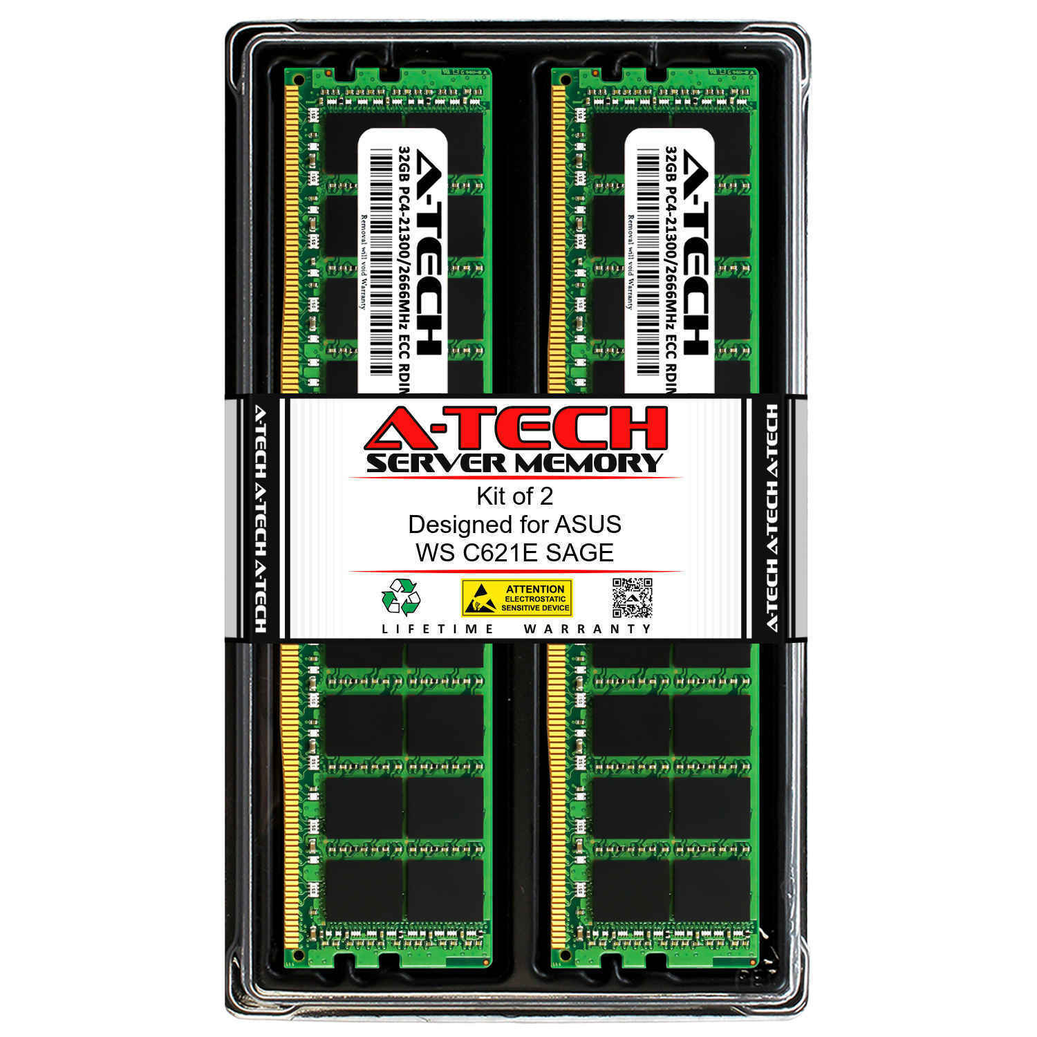 64GB 2X 32GB DDR4 2666 PC4-21300 ECC REG DIMM for ASUS WS C621E SAGE Memory RAM