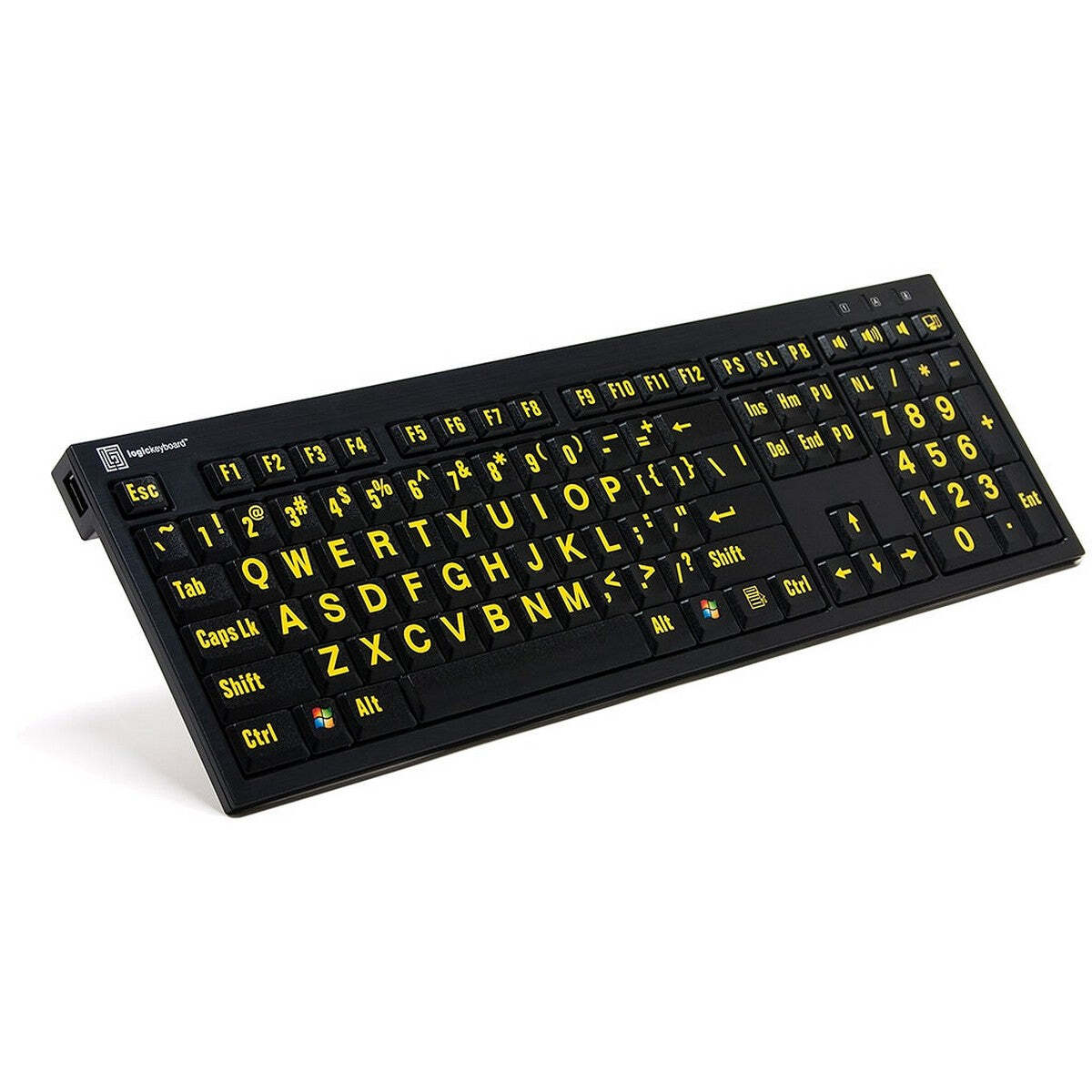 Logickeyboard LargePrint Nero Yellow on Black PC Keyboard XL Printed Slim