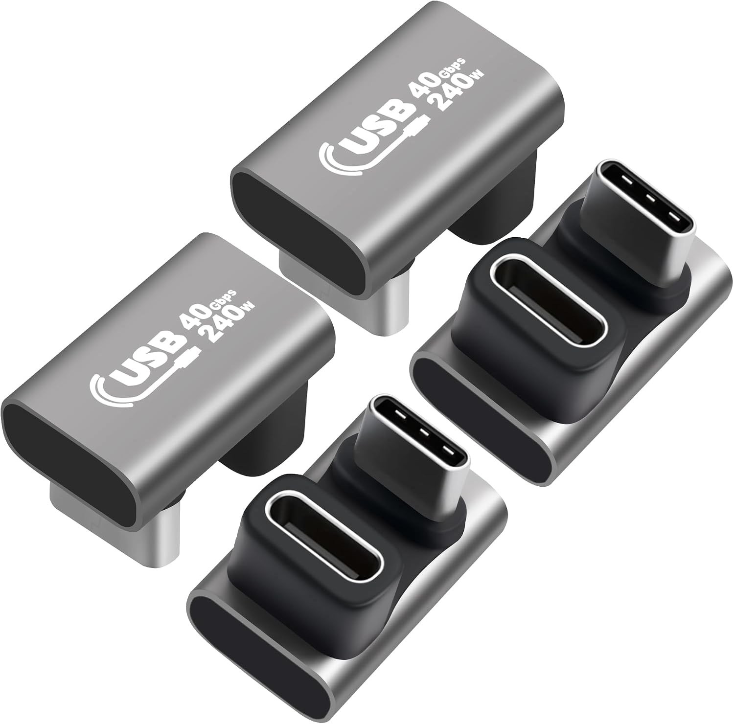 4 Pcs 180 U Shape Adapter USB4 Type C Fast Charging Male to Female 40Gbps 8K