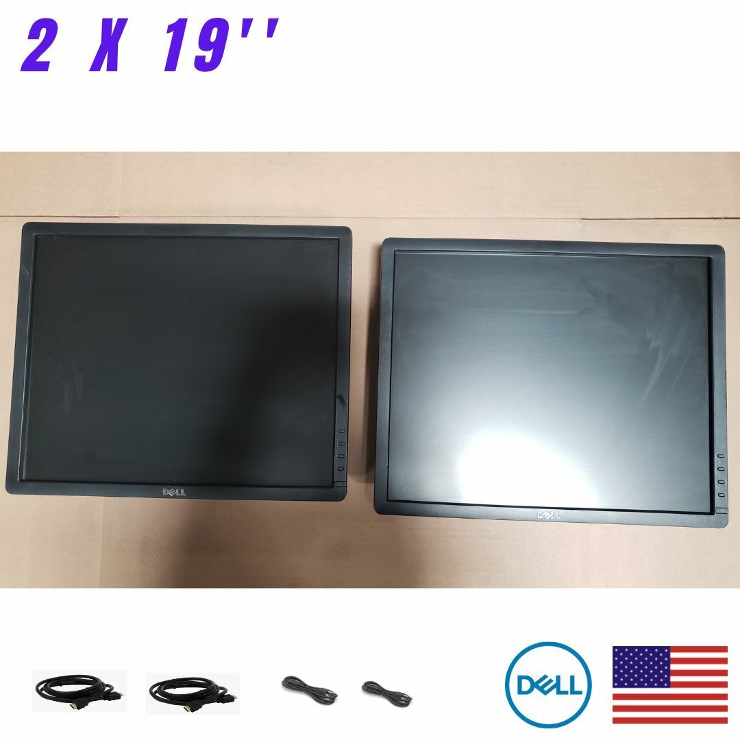 Lot2 Dual Dell P1913Sf 19inch 1440x900 LCD Monitors no stand+Display Port Cables