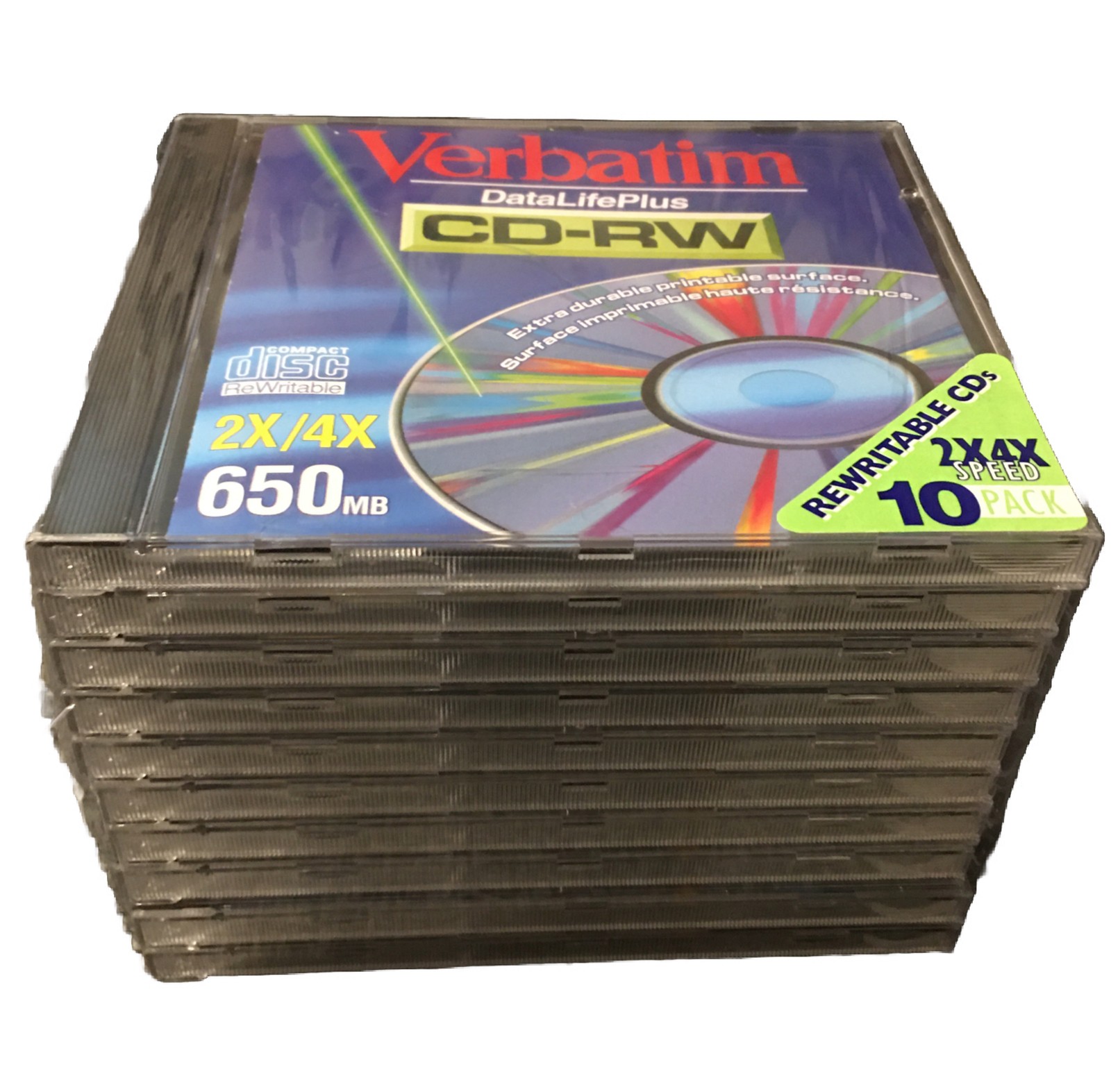 10 Pack Verbatim Data Life Plus CD-RW /650 MB Recordable Discs