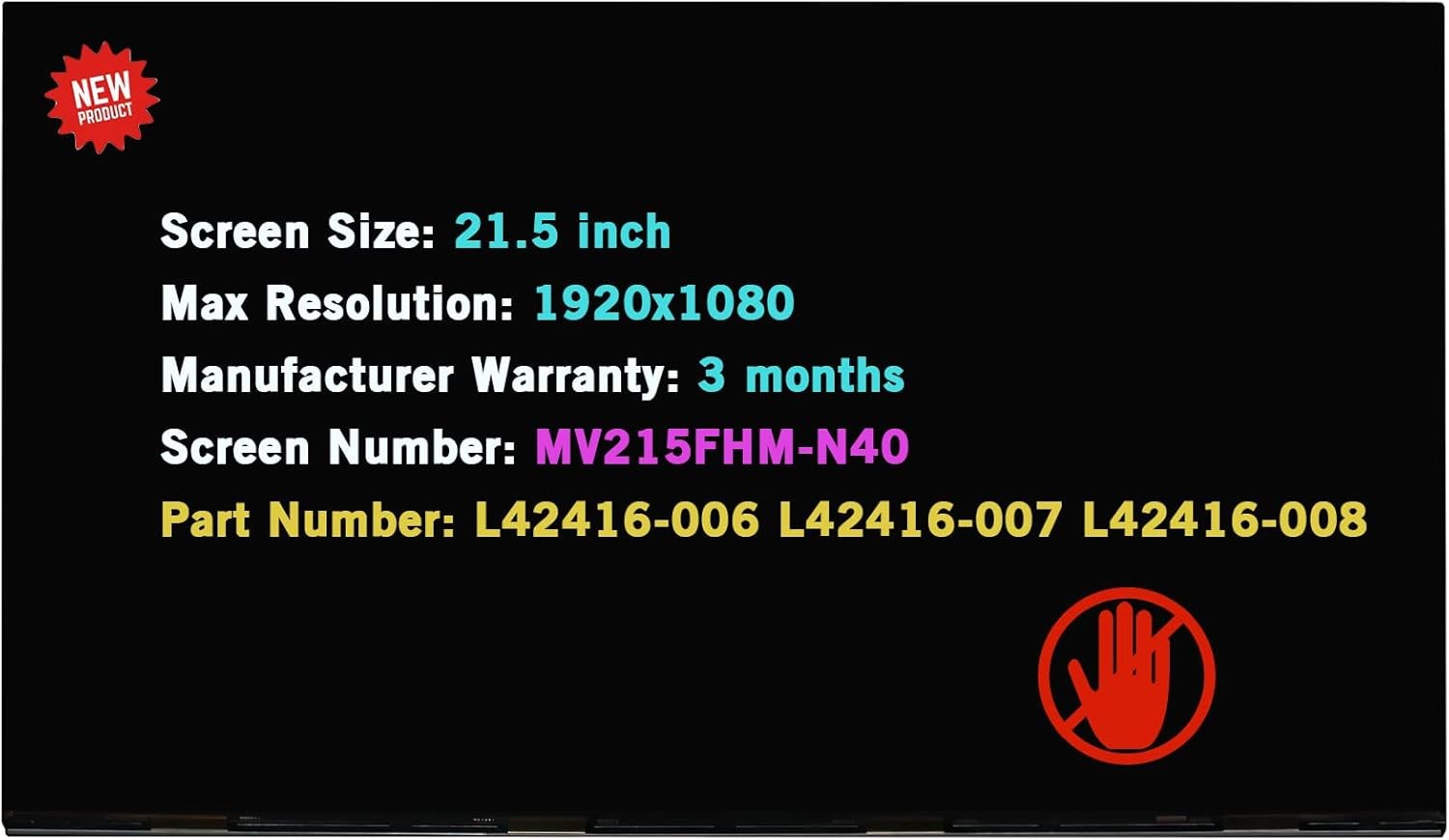 21.5" LCD Screen for HP 22-D 22-DD0224 All-In-One FHD 30pin Non-Touch Display