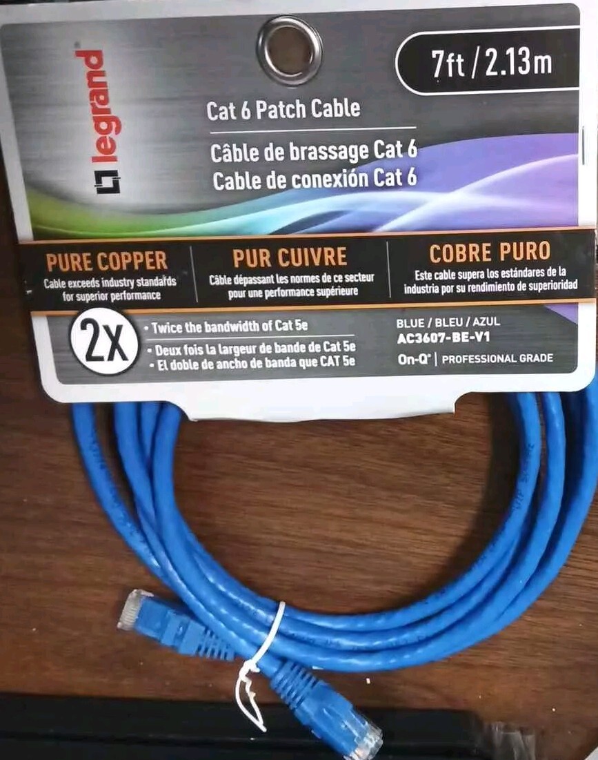 New Legrand On-Q Cat 6 Patch Cable 7ft 