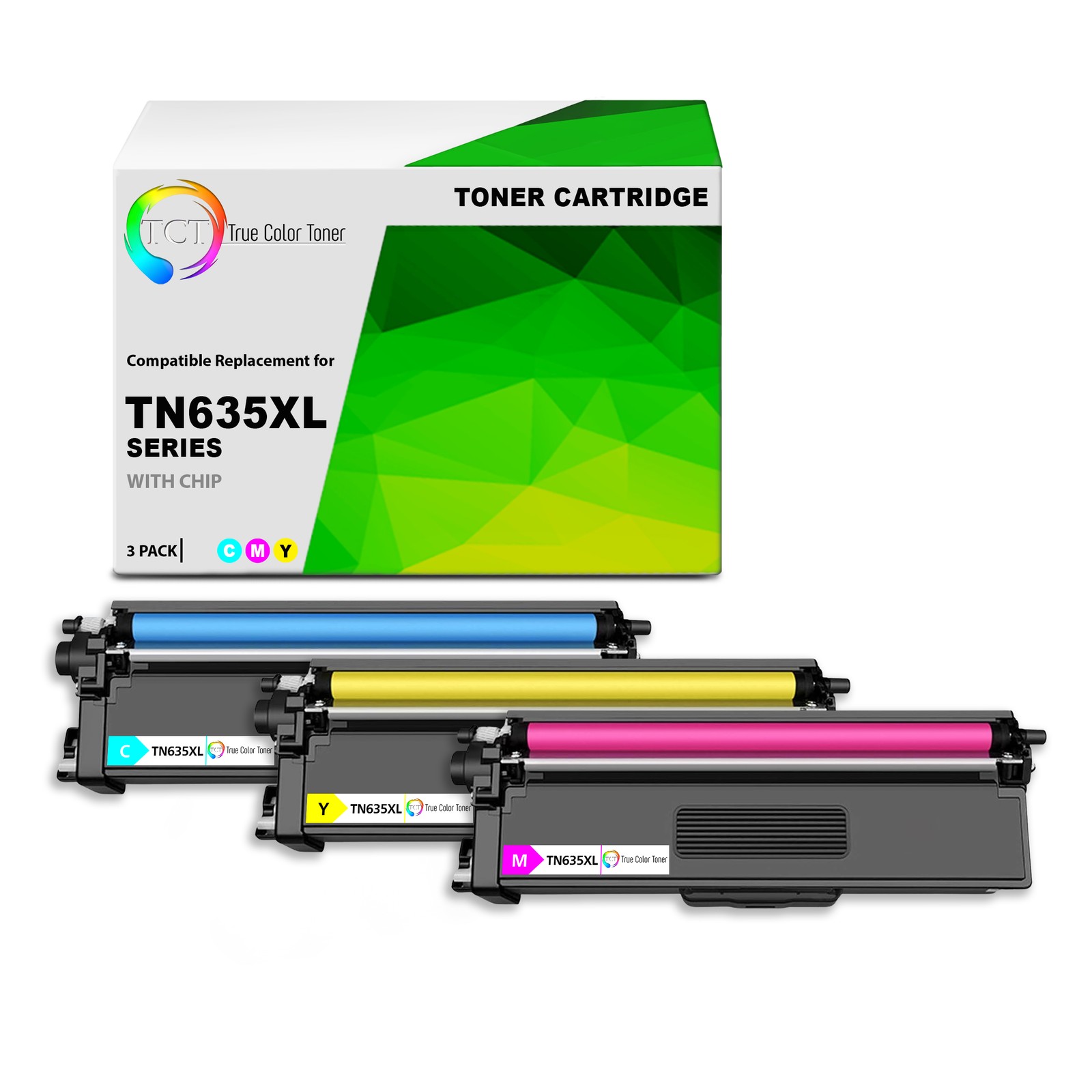 TCT Compatible CMY Toner Cartridge Replacement for Brother TN635XL – 3-Pack
