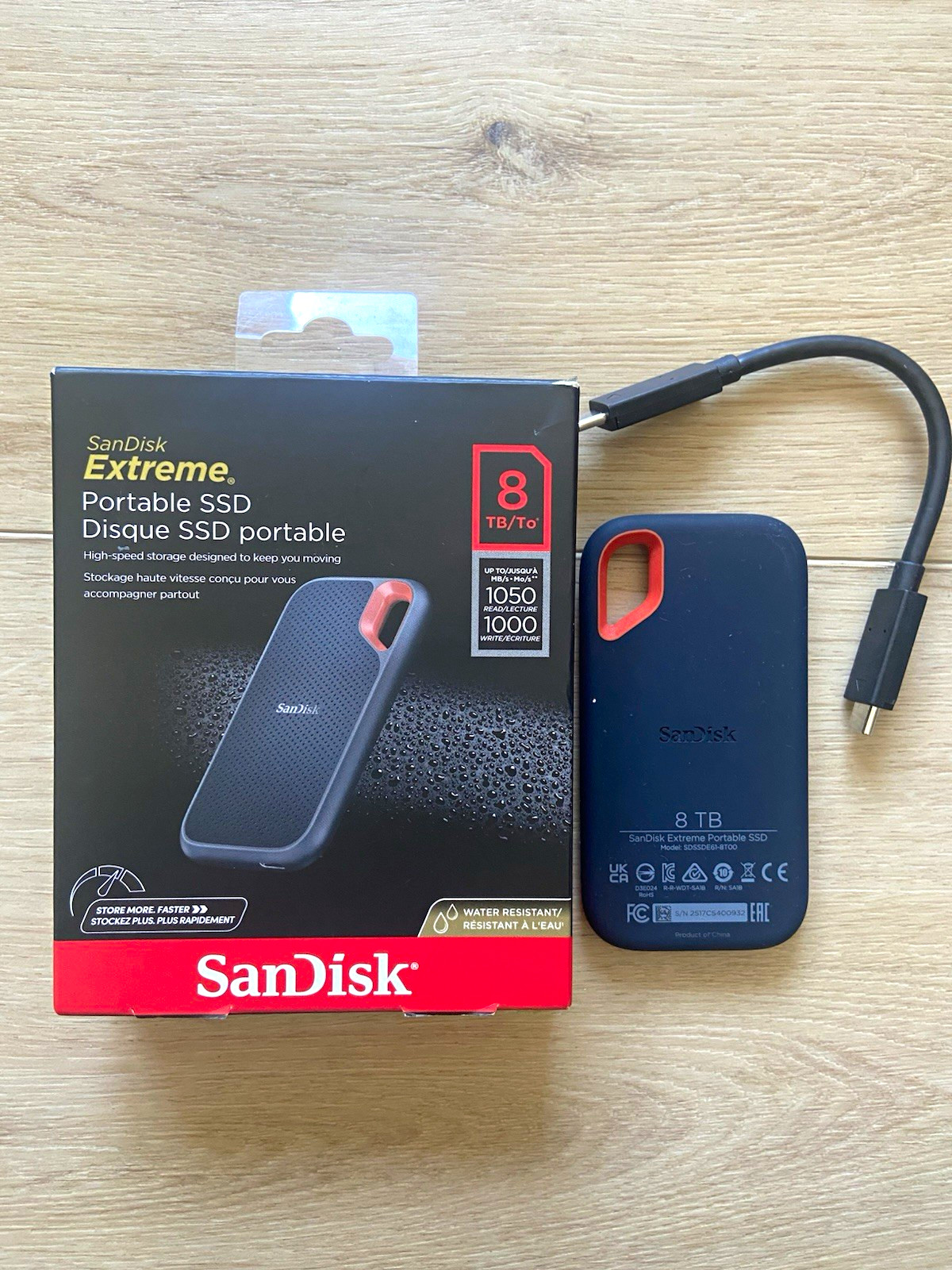 SanDisk Extreme Portable SSD 8TB External USB-C USB 1050MB/s