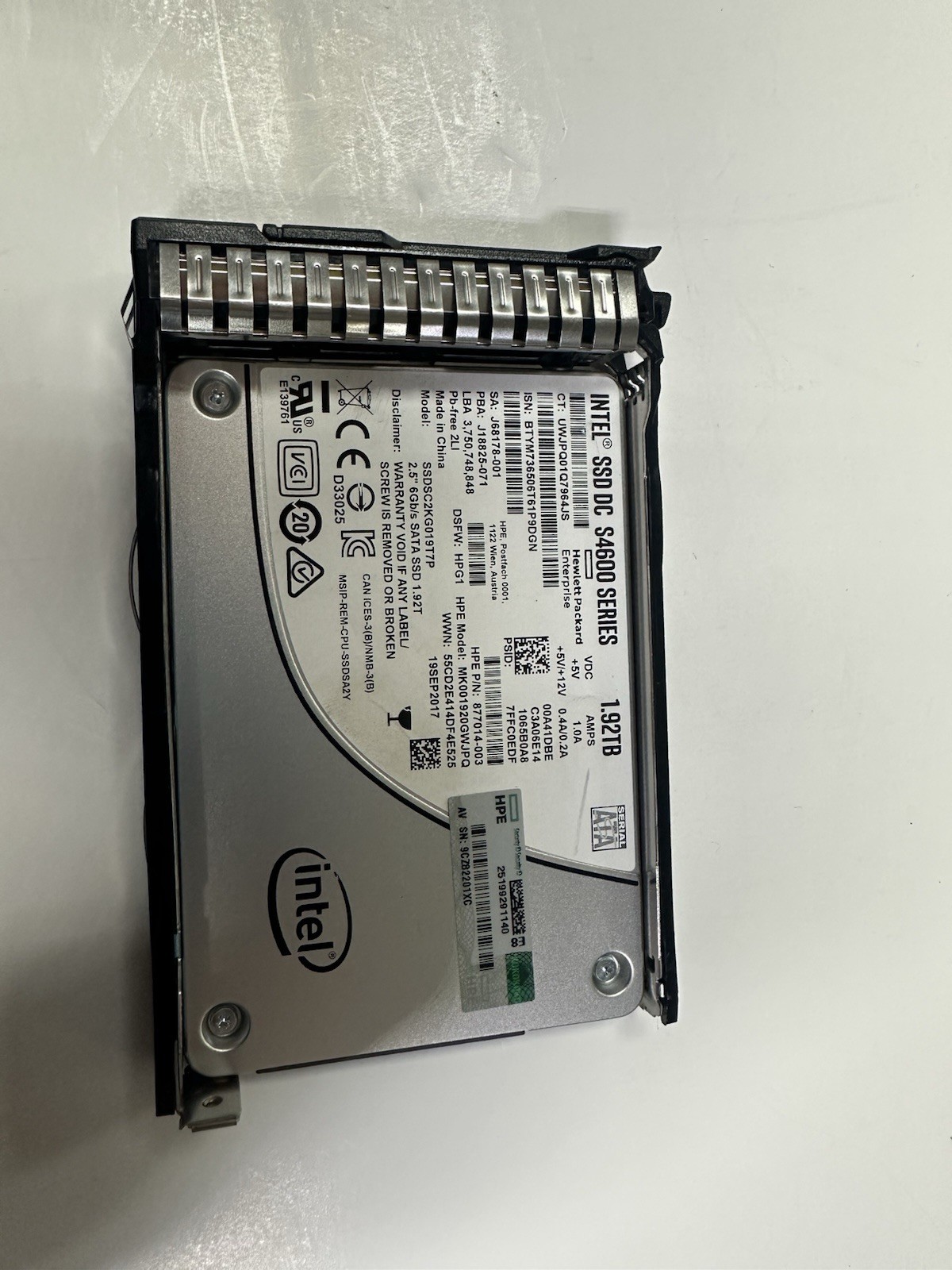 HP Intel DC S4600 1.92TB SATA 2.5'' SSD SSDSC2KG019T7P