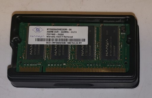 NANYA NT256D64SH8C0GM-6K 256MB DDR-333MHz-CL2.5 PC2700S-25330 LAPTOP MEMORY