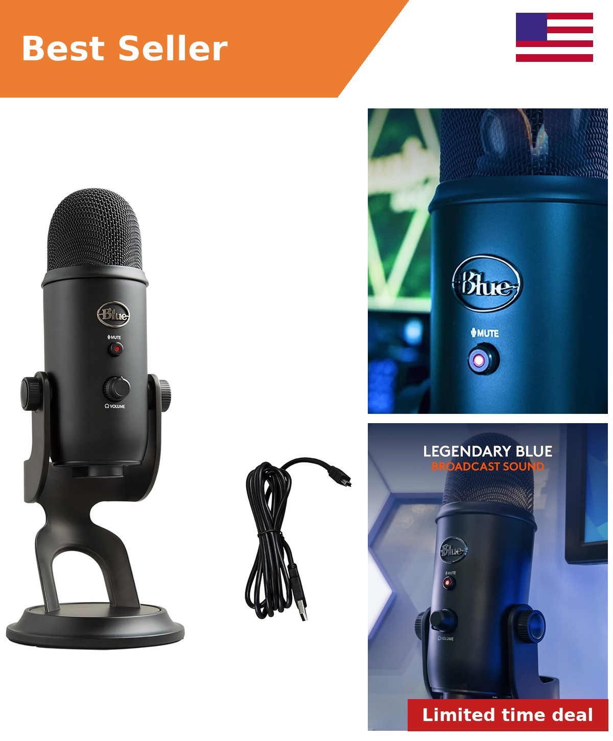 Logitech Creators Blue Yeti USB Microphone for PC, Mac, Gaming, Recording