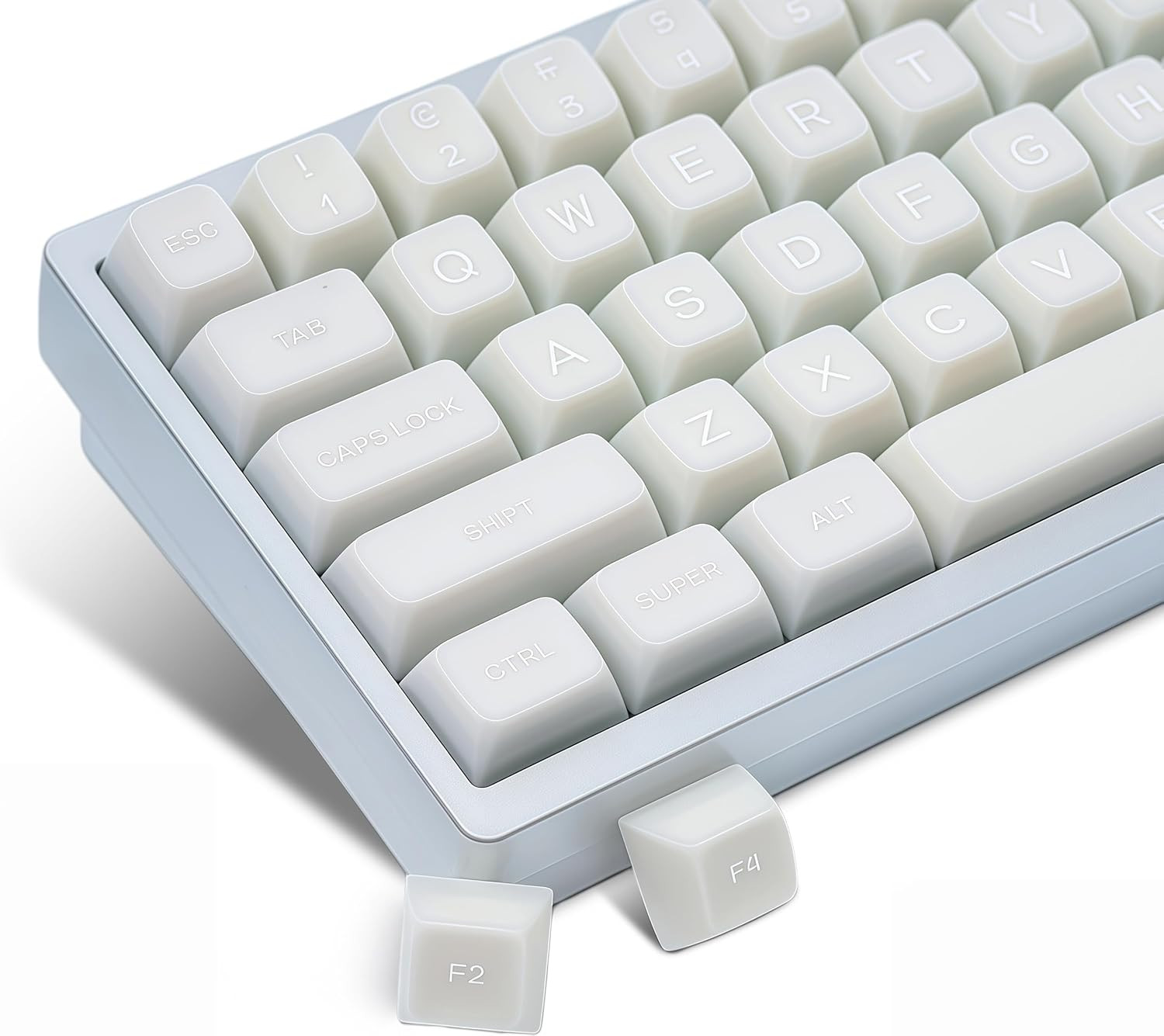 White Jade Keycaps Pbt,Ceramic Key Caps Style,Translucent Keyboard Keycaps Cute,