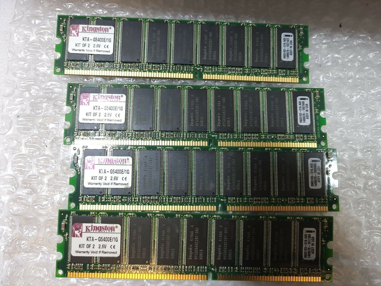 - 2GB (4x512MB) Kingston KTA-G5400E/1G  APPLE DDR400 ECC  Memory 