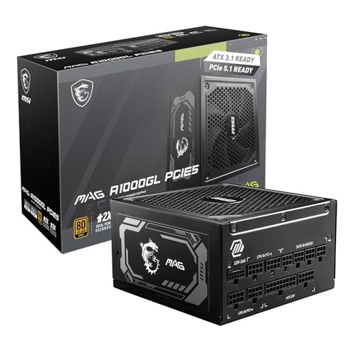 MSI MAGA1000GLPCIE5II MAG A1000GL 1000W Fully Modular ATX Power Supply