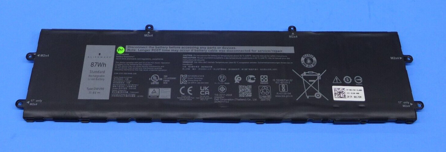 New Alienware X15 R1 R2 X17 R1 R2 11.4V 7250mAh 6 Cell Laptop Battery Dell DWVRR