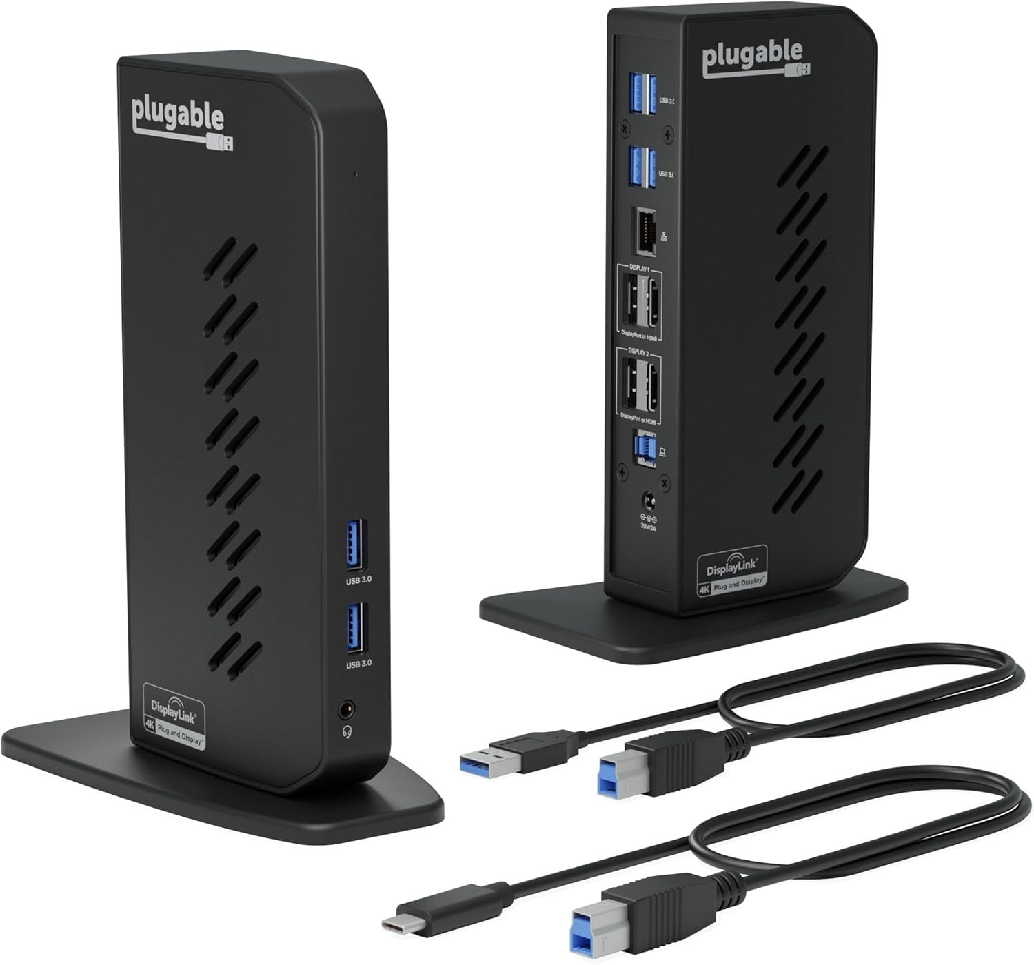 Plugable Dual DisplayPort & HDMI Docking Station - USB 3.0 & USB-C Black 
