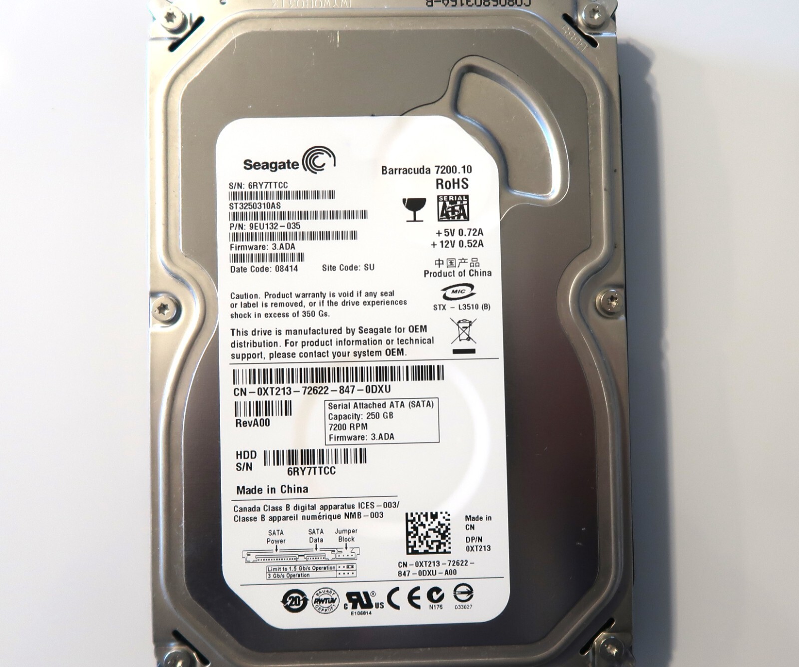 Seagate ST3250310AS 9EU132-035 3.ADA (6RY) SU China 250gb Sata 3.5" HDD