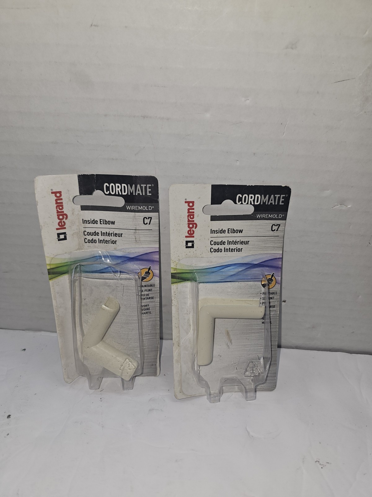 Lot Of 2 Legrand Wiremold CordMate Cord Cover Inside Elbow Fitting Ivory C7 X2