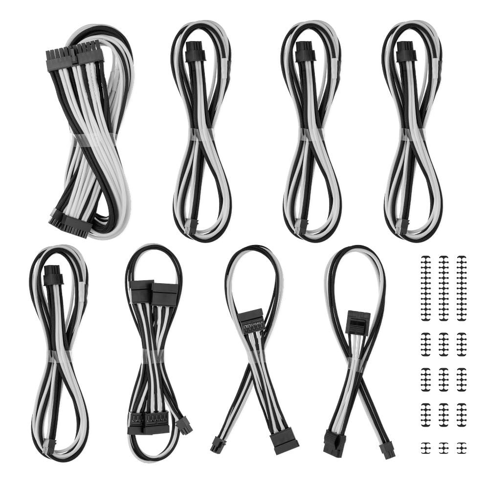 CableMod C-Series Classic ModMesh Sleeved Cable Kit Corsair Black & White SHIFT