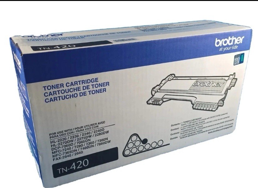 Genuine Brother TN-420 TN420 Toner Ctg Black 1.200 Pages for FAX-2840 MFC-7460DN