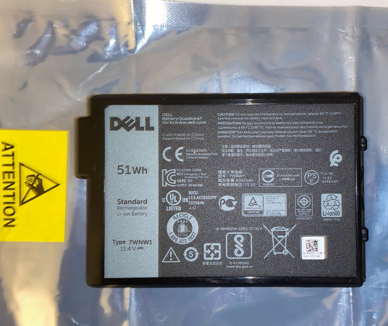 OEM Genuine Dell Latitude 5420 5424 7424 Rugged 11.4V 51Wh Battery 06JRCP 7WNW1