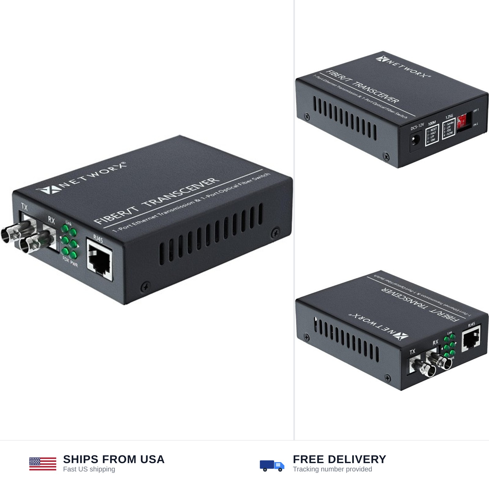 Networx Gigabit Ethernet Fiber Media Converter - UTP to 1000Base-SX - ST Mult...