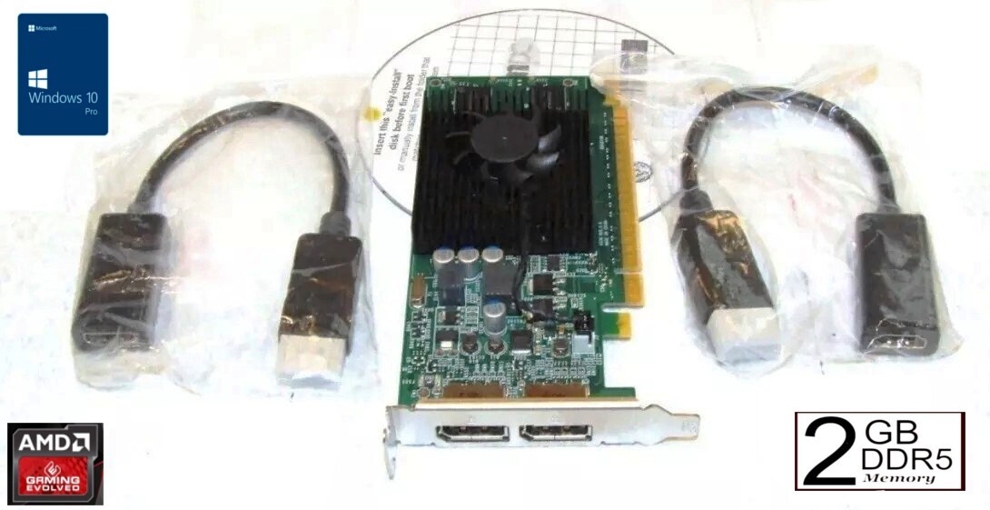 2GB ✔️DUAL HDMI Video Card BUNDLE✔️(2) DisplayPort to HDMI adapters✔️Dell HP SFF