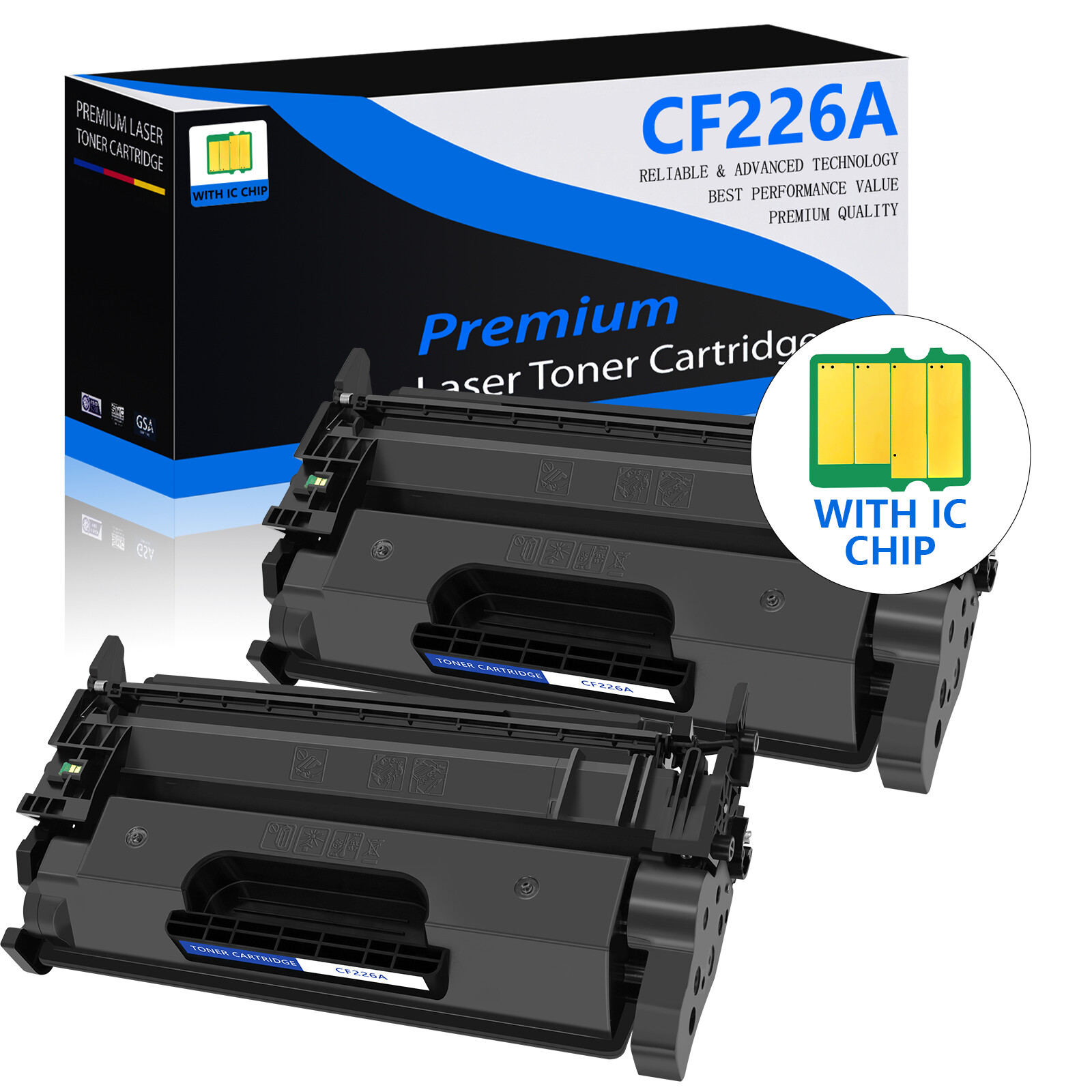 2Pack CF226A Toner Cartridge for HP 26A LaserJet Pro M402dn M402dw M402d Printer