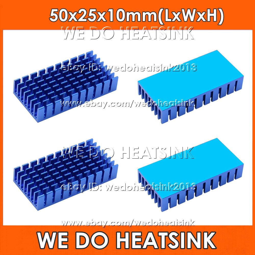 50x25x10mm Blue Anodized Heatsink Radiator Cooler With Thermal Pad for CPU IC