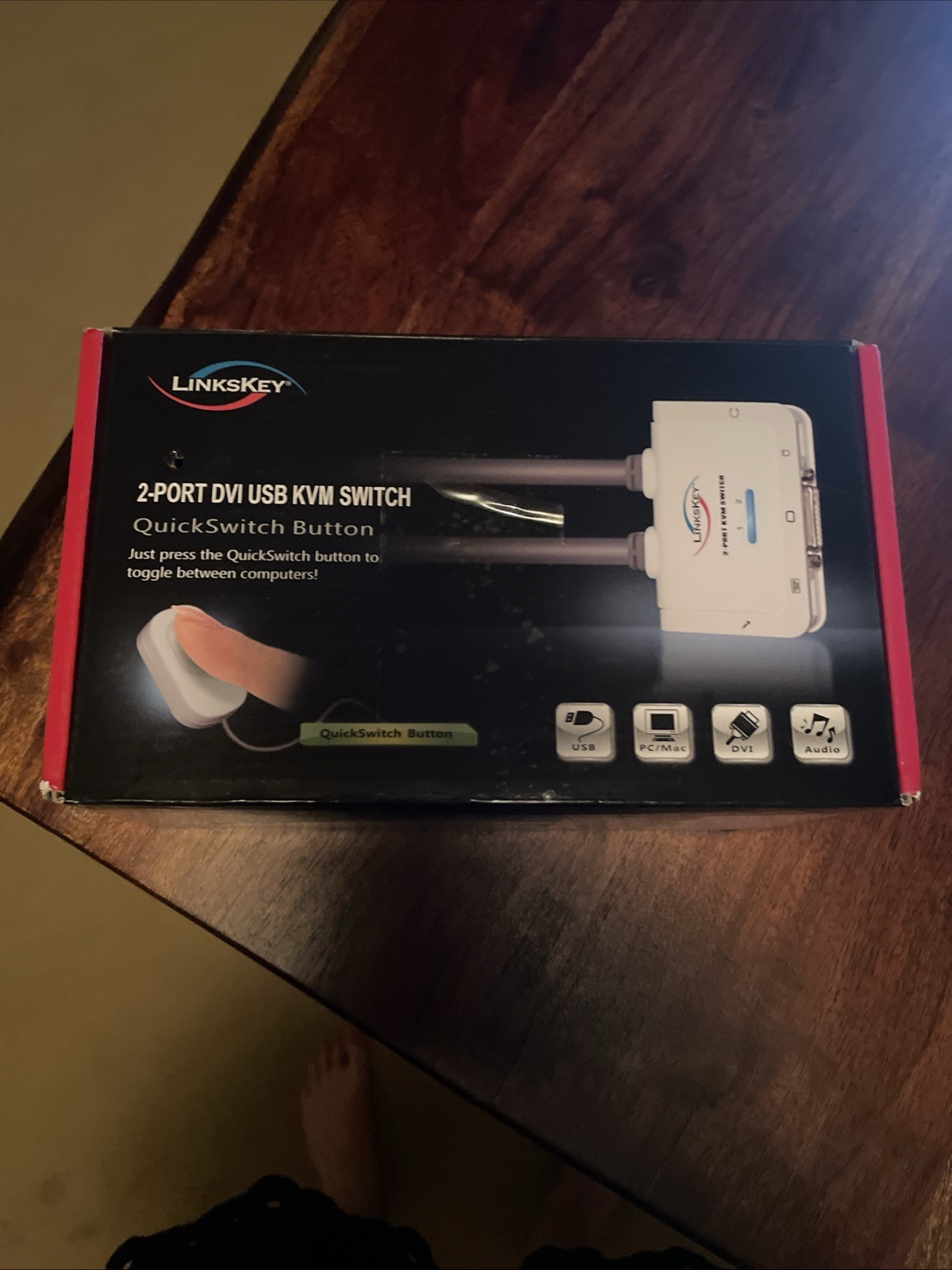 Linkskey 2 Port DVI USB KVM Switch with QuickSwitch Button