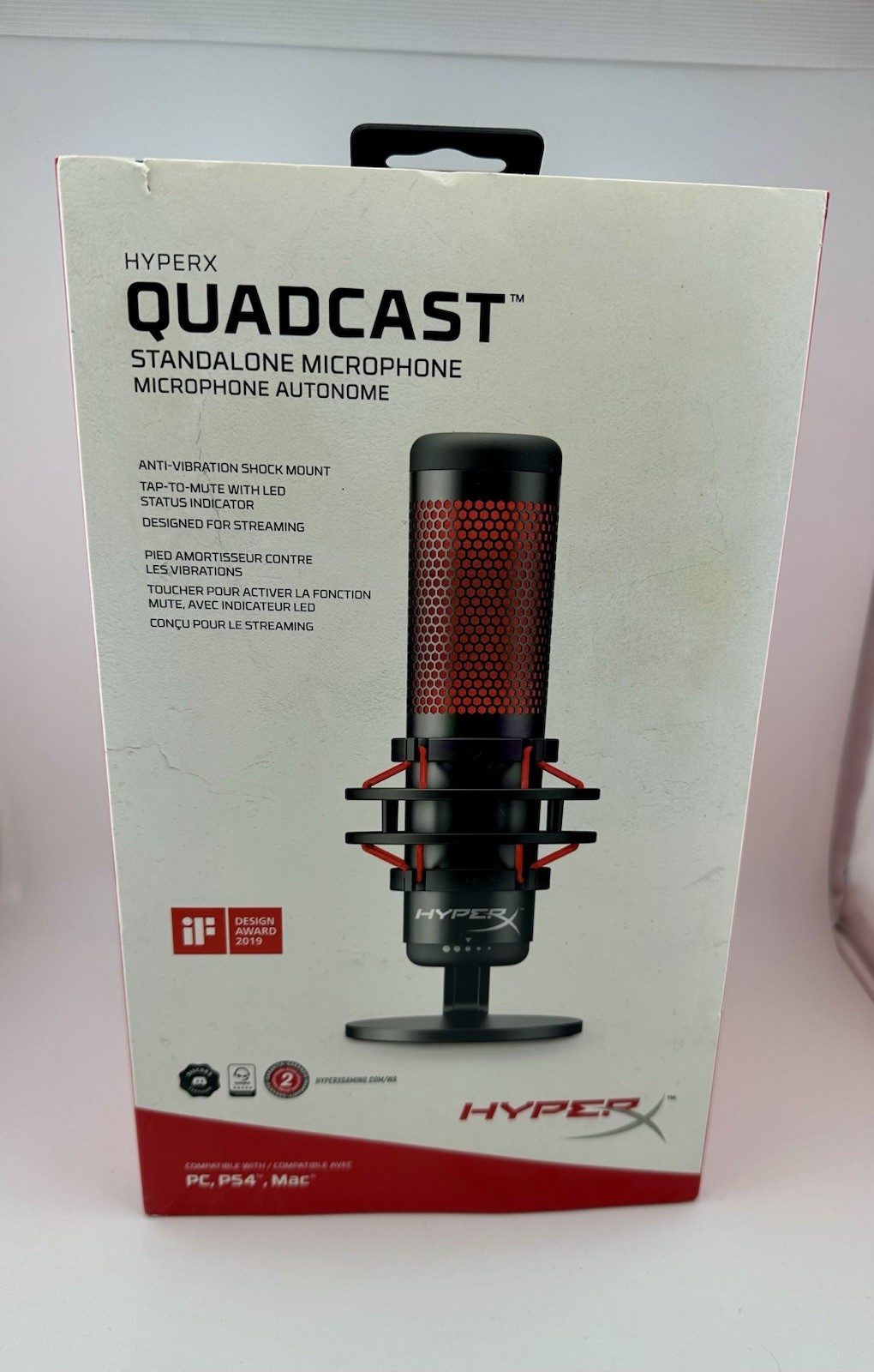 New HyperX QUADCAST USB Stand Alone Microphone Anti-Vibe Shock Mount HX-MICQC-BK