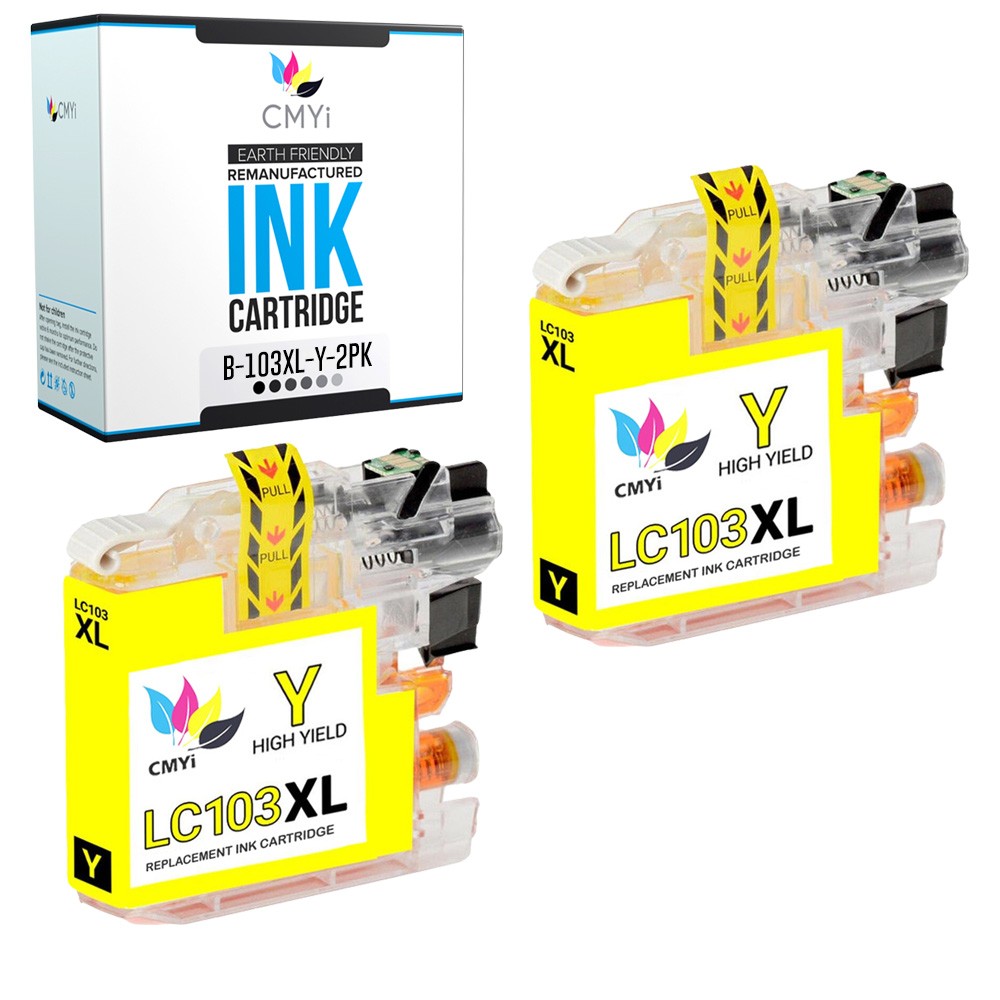 Compatiblee 2PK LC103 XL Yellow Ink fits Brother MFC-J245DW J285DW J4410DW