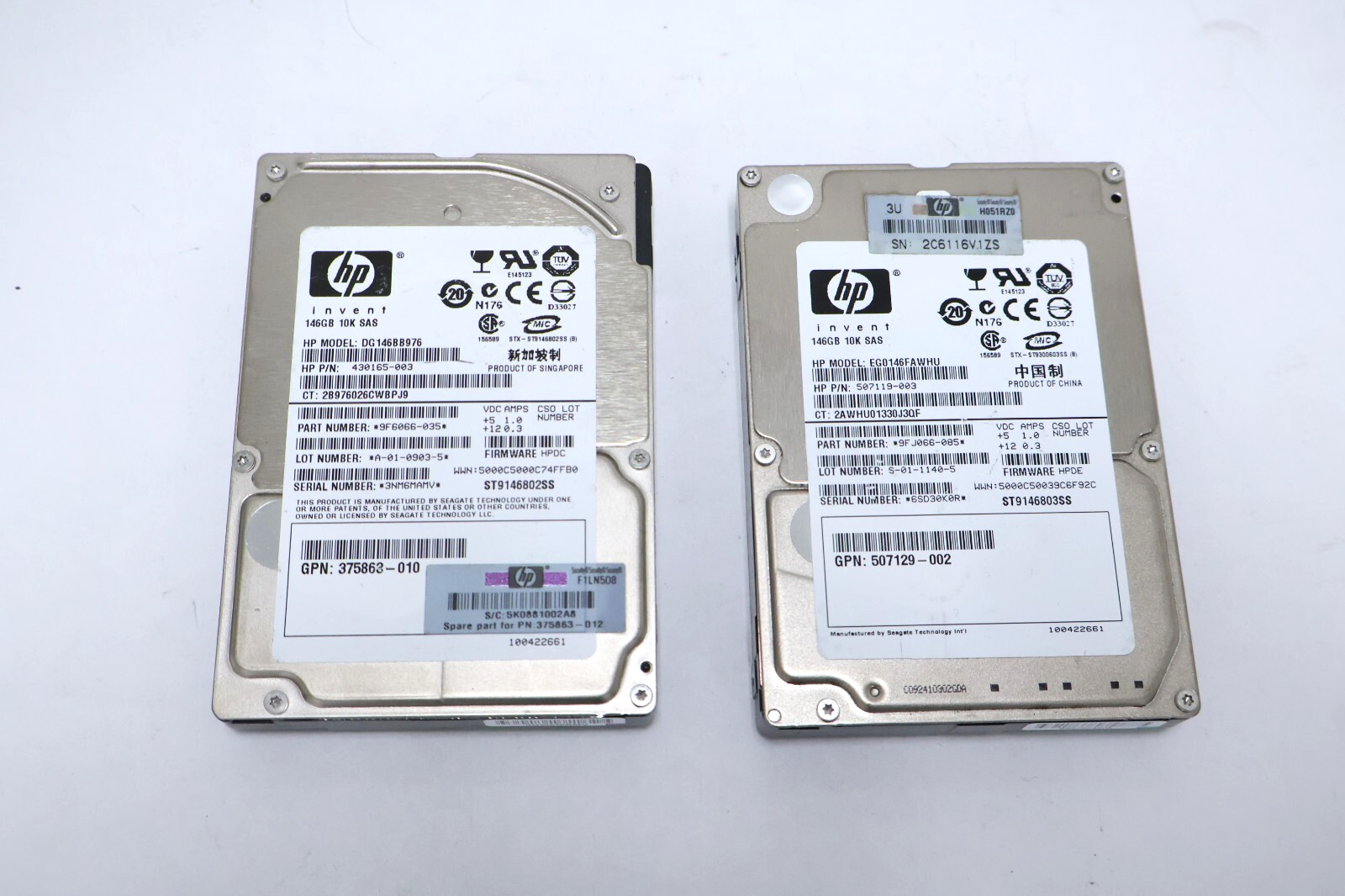 (LOT OF 2) HP 146GB 10K SAS HDD | HDD Models: DG146BB976 & EG0146FAWHU