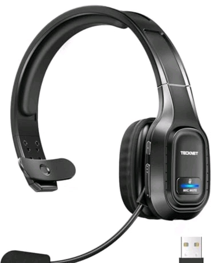 Trucker Bluetooth Headset, AI Noise Canceling Mic, Wireless On-Ear