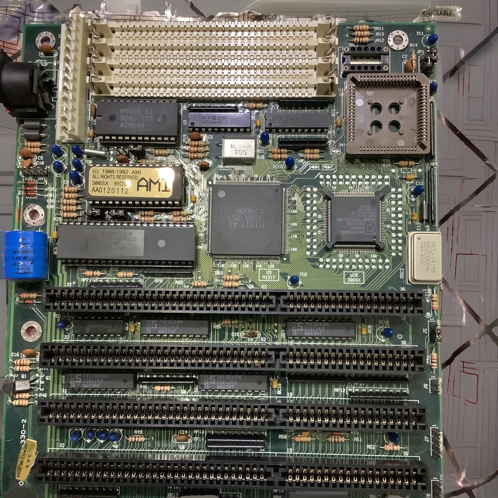 AMI 386SX BIOS AA0120112 DRAM SX Chipset SIMM - RARE - Motherboard vintage