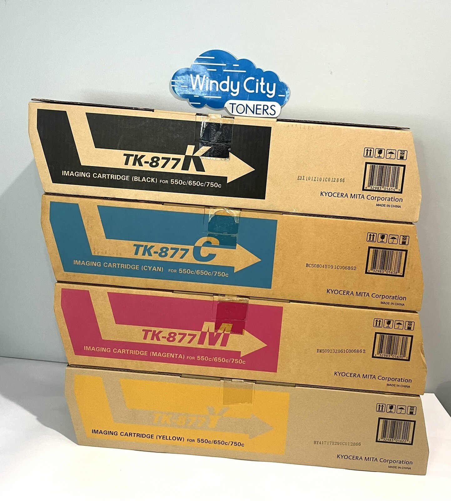 Kyocra Mita TK-877 Original Complete Set 4 color Toner Cartridges KCMY NEW