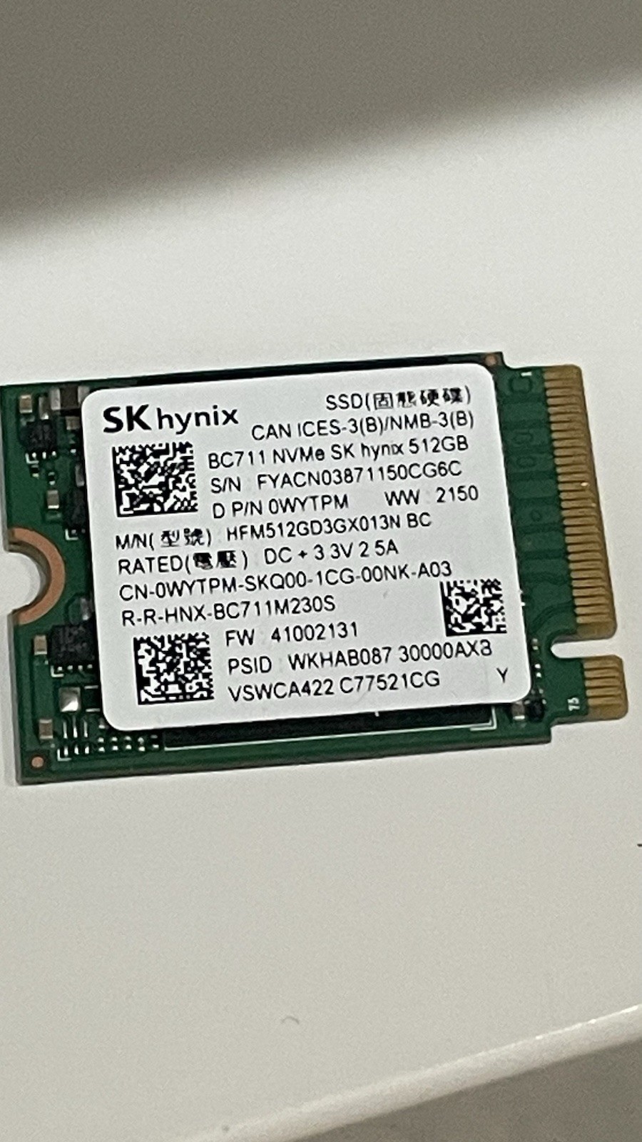 SK Hynix 512GB NVMe PCIe M2 2230