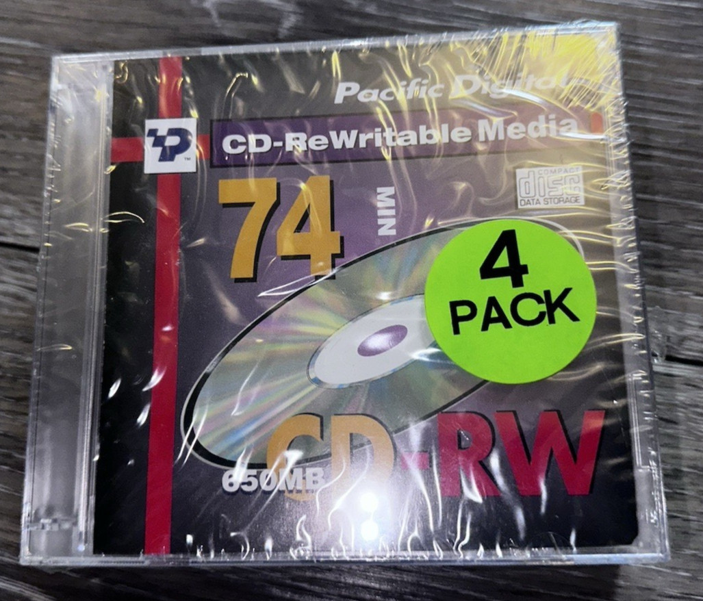 Pacific Digital CD-RW 74 min Audio 650 mb Storage 4 pack New Sealed