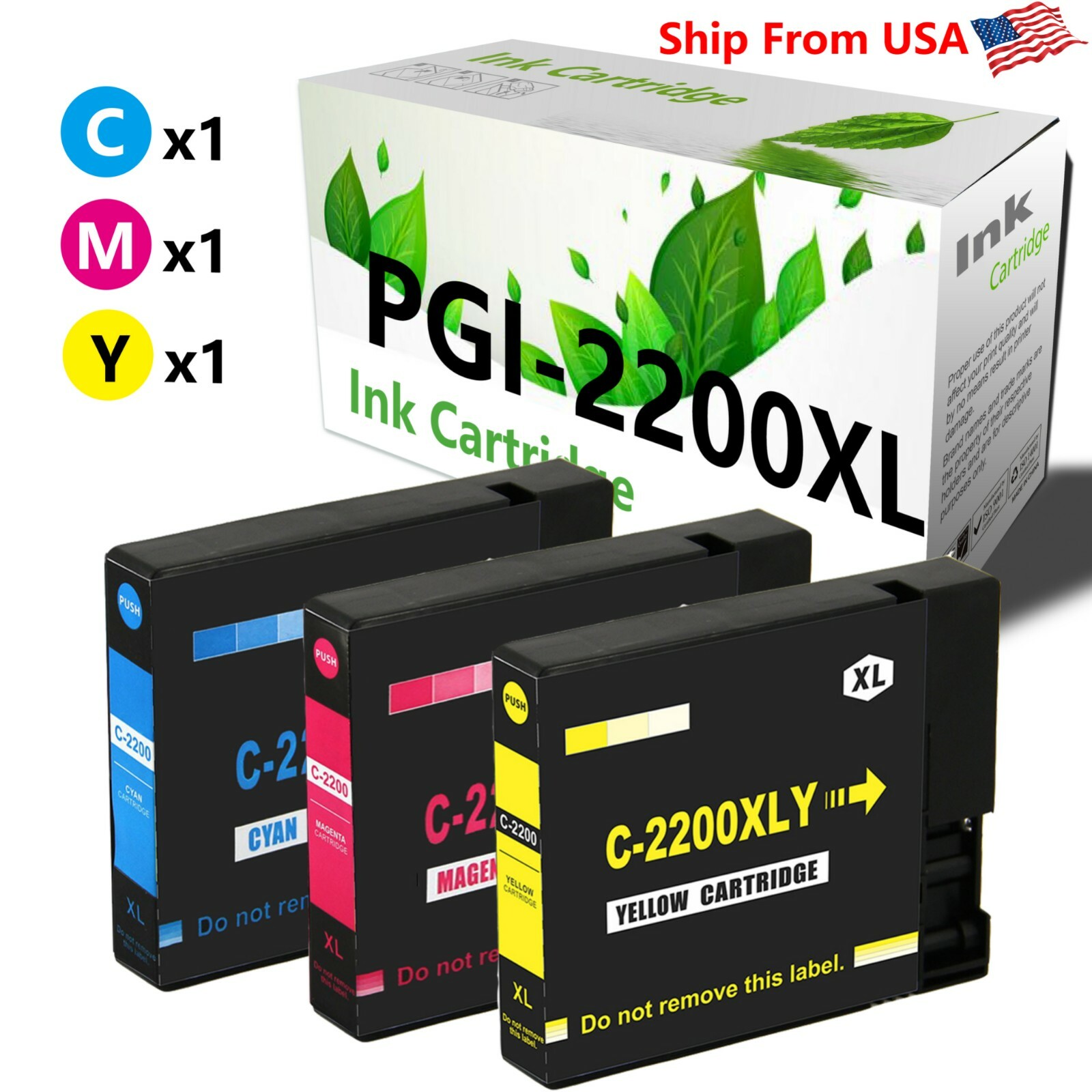 3 Pack Canon PGI-2200XL PGI2200XL Ink Cartridge for MAXIFY MB5120 Printer (CMY)