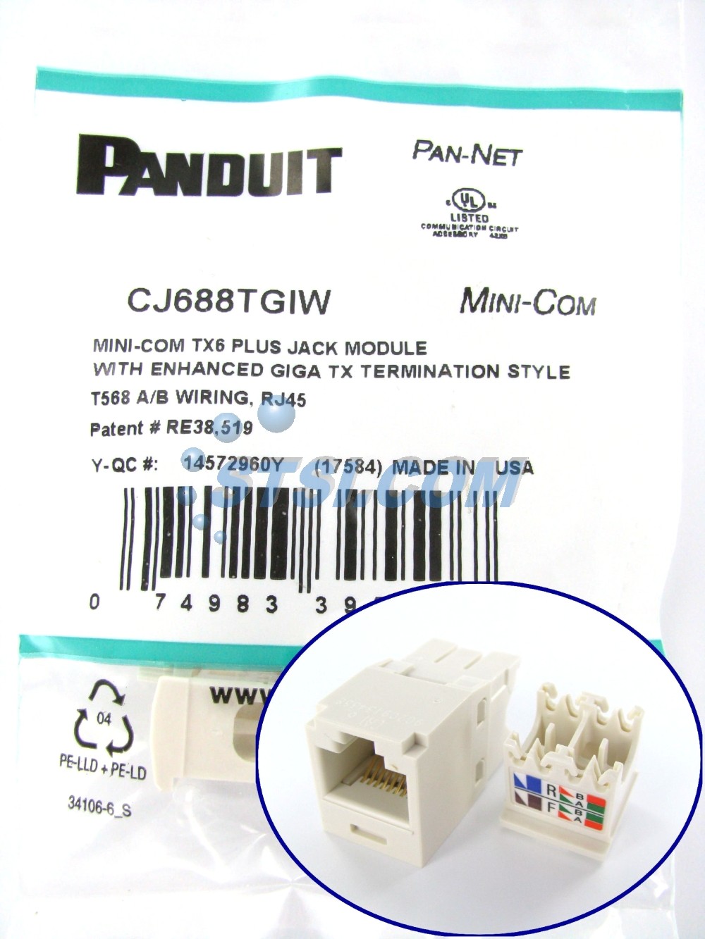 GENUINE Panduit CJ688TGIW Cat6 Mini-Com Jack Module, Off-White ~STSI