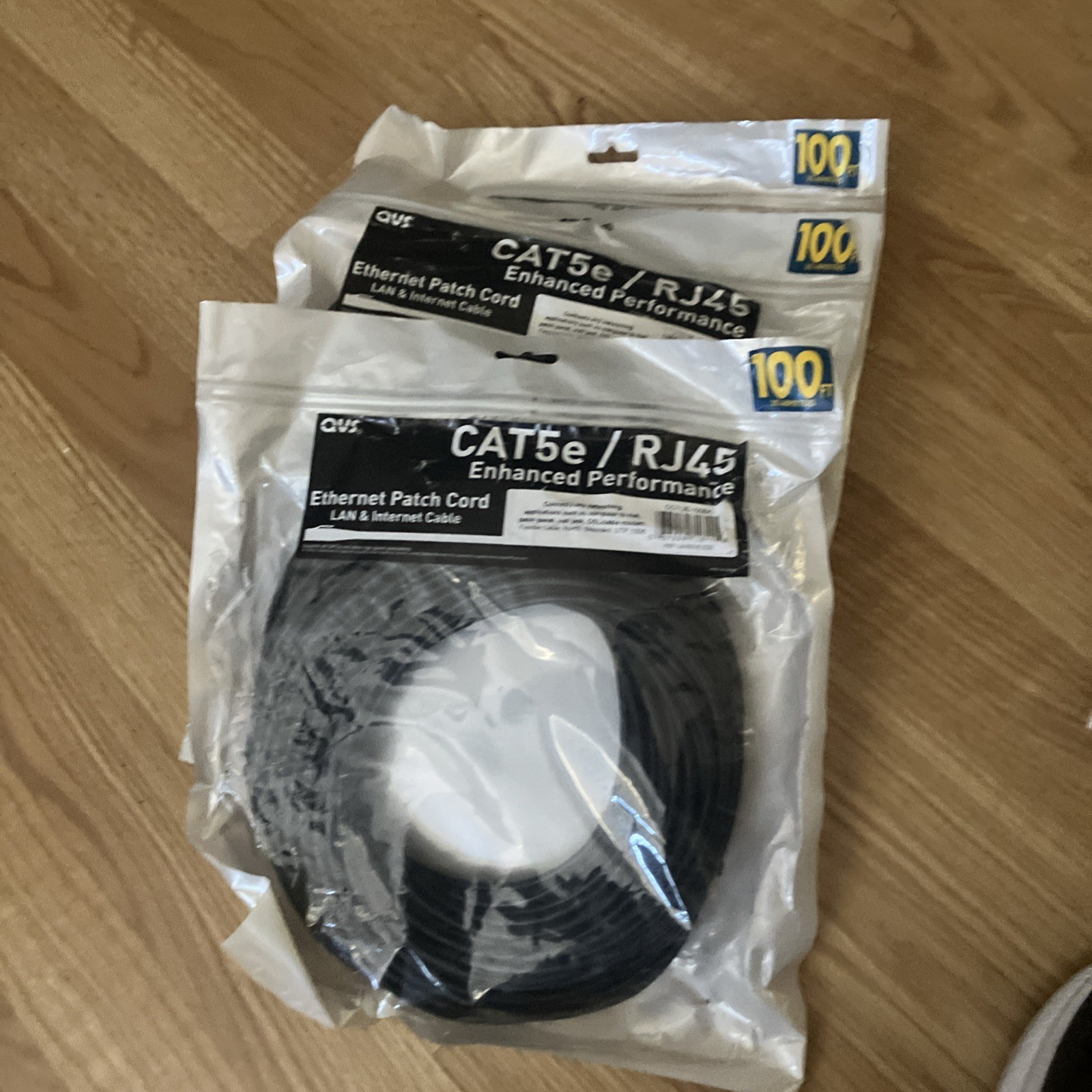 Lot (3) 100ft Cat5 CAT5e Rj45 Patch Cable Black Ethernet Lan Modem Ethernet LAN